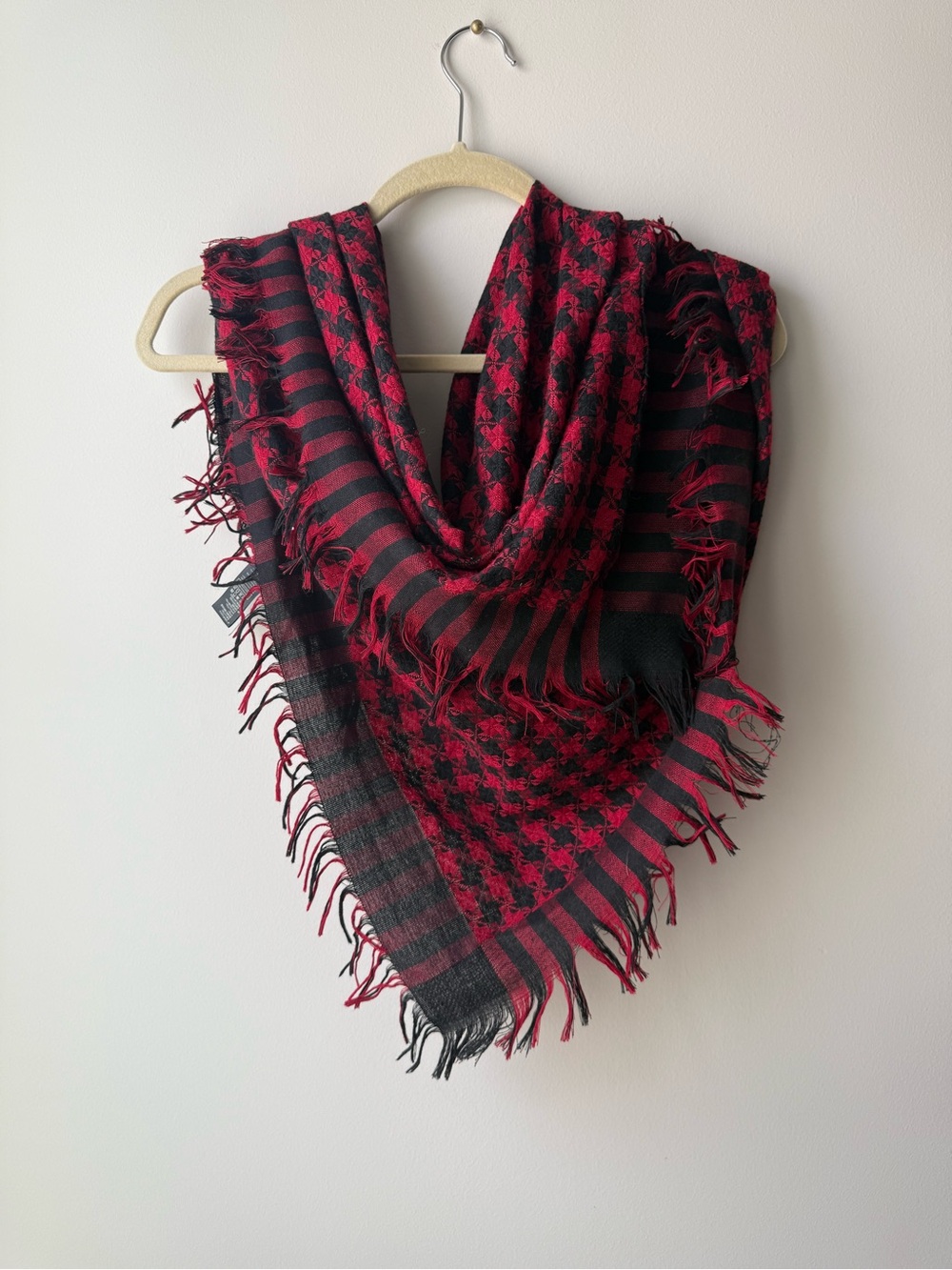 Red and Black Houndstooth Scarf
